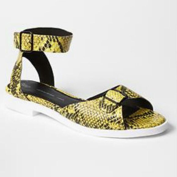 GAP Shoes - Gap Yellow Snake Print Leather Buckle Sandals